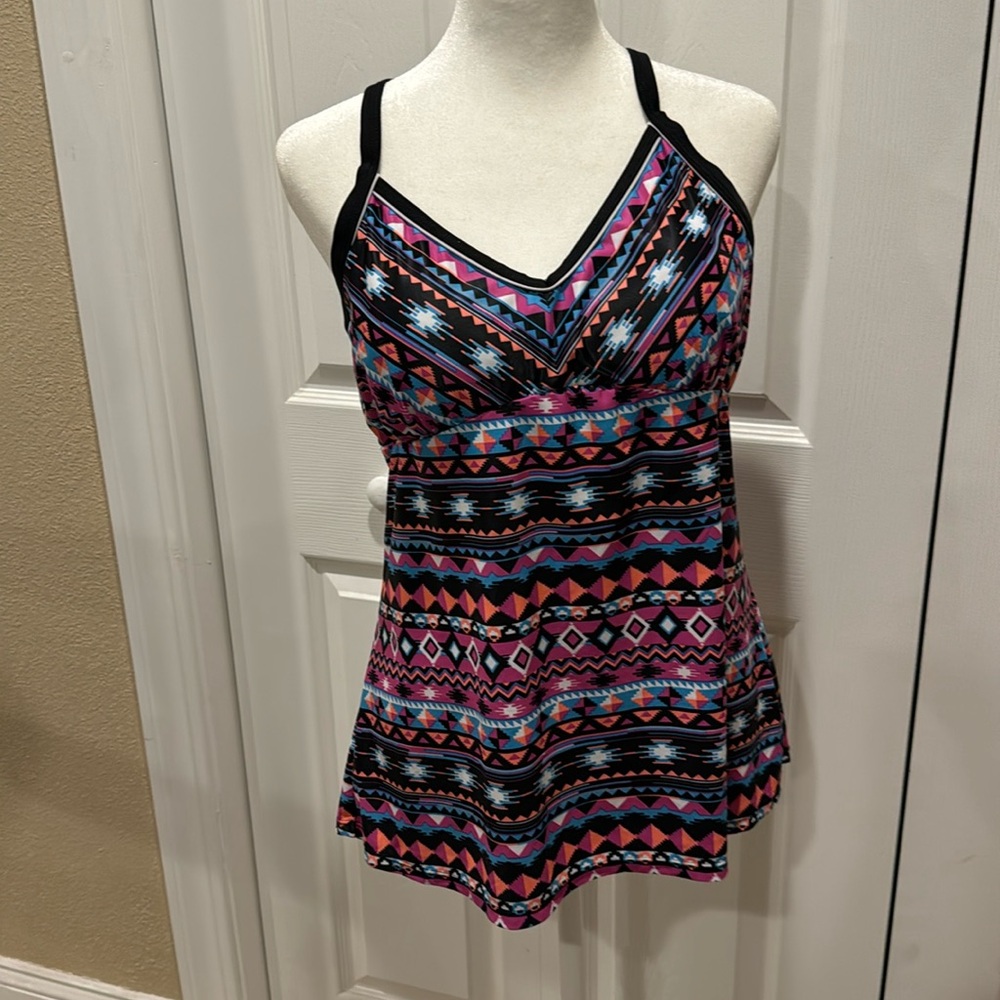 Tankini swim top, XL Aztecs Print, women’s